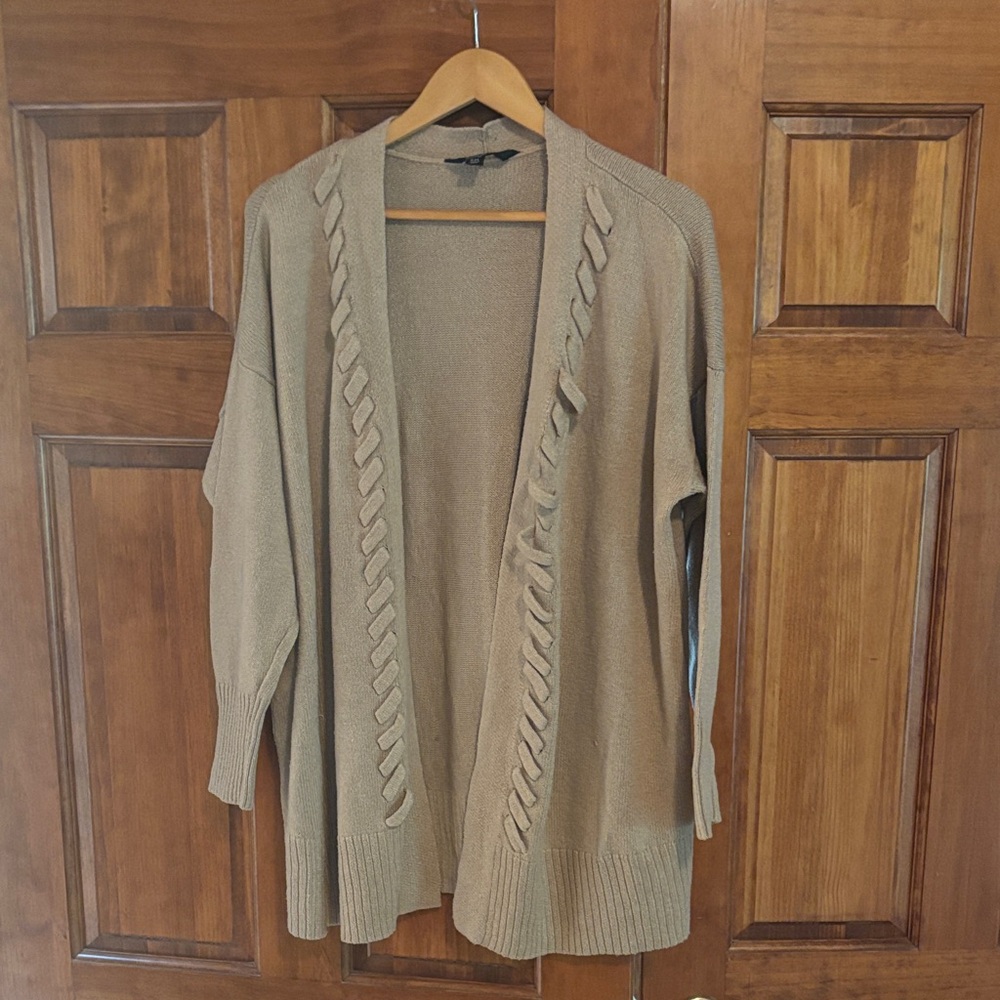 Simply Vera Vera Wang Taupe Open-Front Cardigan